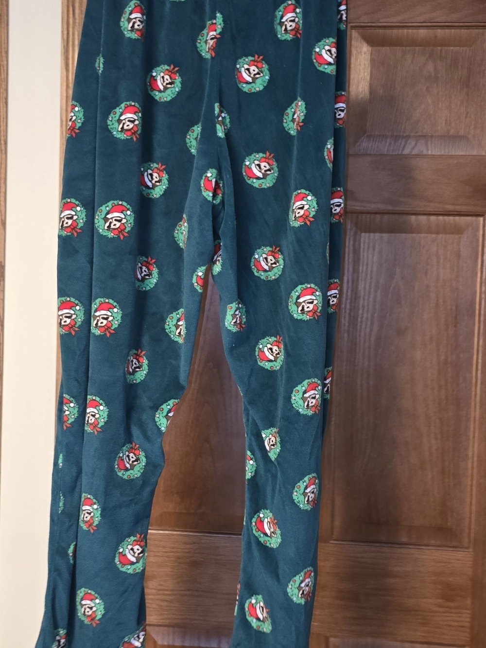 Holiday Time Men's XL Christmas Raccoon Fleece Pajama Lounge Pants Green Holiday